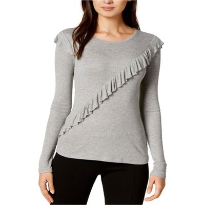 Maison Jules Womens Ruffle Basic T-Shirt, Grey, XX-Small