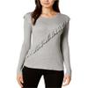 Maison Jules Womens Ruffle Basic T-Shirt, Grey, XX-Small view 1