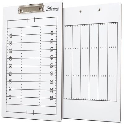 Murray Sporting Goods Dry Erase Coaches Clipboard | Double-Sided Dry Erase White Board (Football)