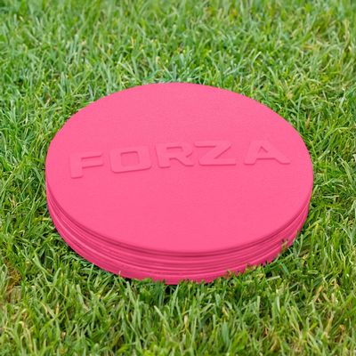 FORZA Flat Disc Markers | Colored Markers for Soccer Training & Outdoor Play - Mini & Standard Size Options (Mini (3.5in), Pink)