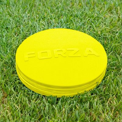 FORZA Flat Disc Markers | Colored Markers for Soccer Training & Outdoor Play - Mini & Standard Size Options (Mini (3.5in), Yellow)