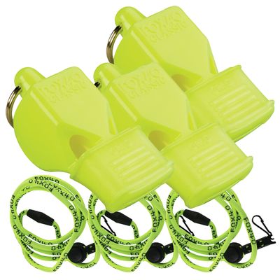 Fox 40 Classic CMG w/Breakaway Lanyard 3 Pack (Neon Yellow)