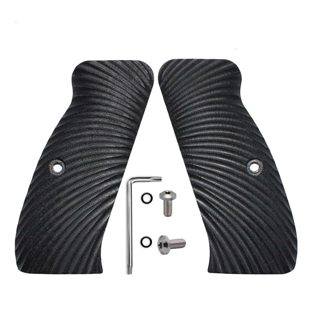 Guuun G10 CZ Grips for CZ 75 Full Size SP-01, Sunburst Texture - Black