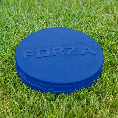 FORZA Flat Disc Markers | Colored Markers for Soccer Training & Outdoor Play - Mini & Standard Size Options (Mini (3.5in), Blue)