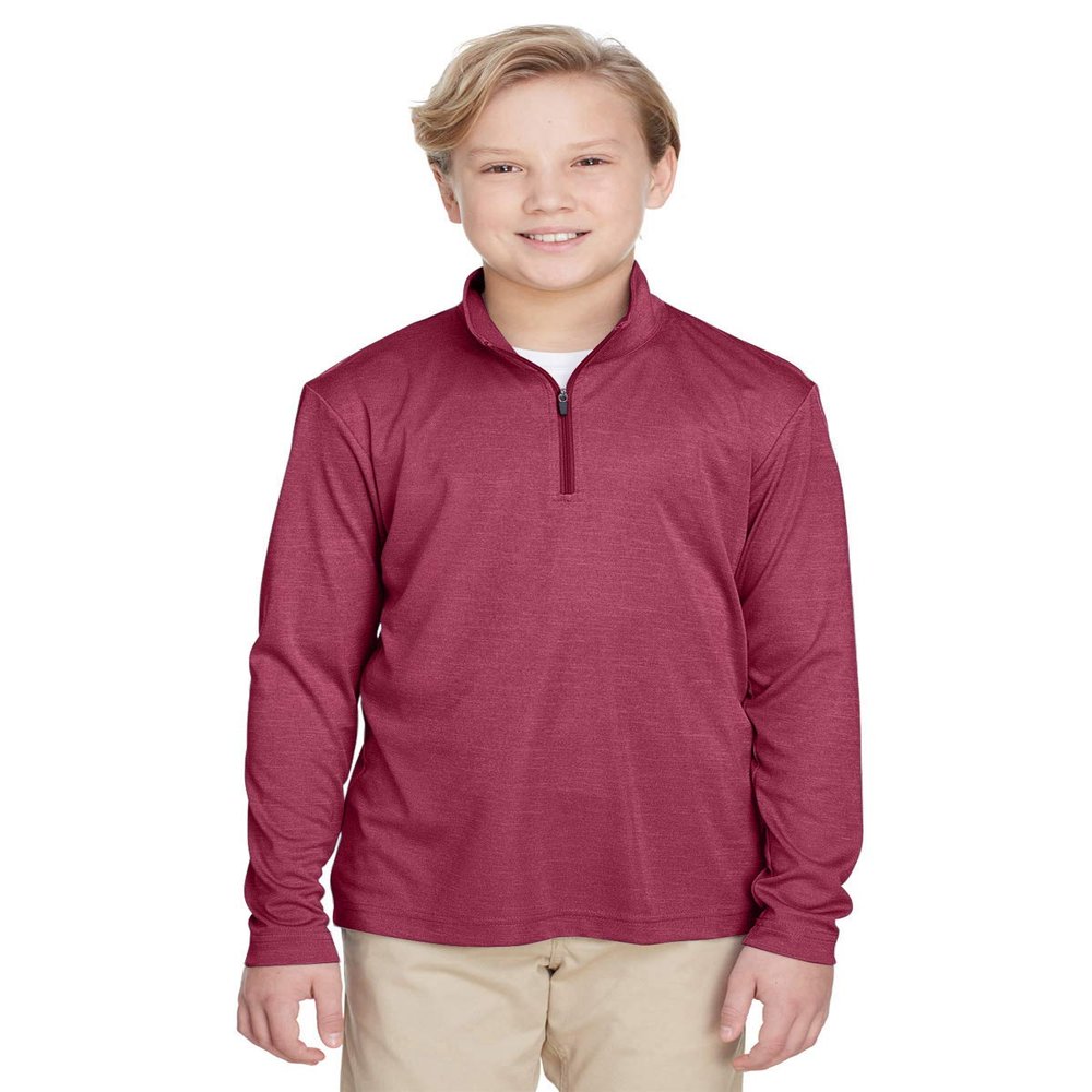 Team 365 Youth Zone Sonic Heather Performance Quarter-Zip XL SP MAROON HTHR