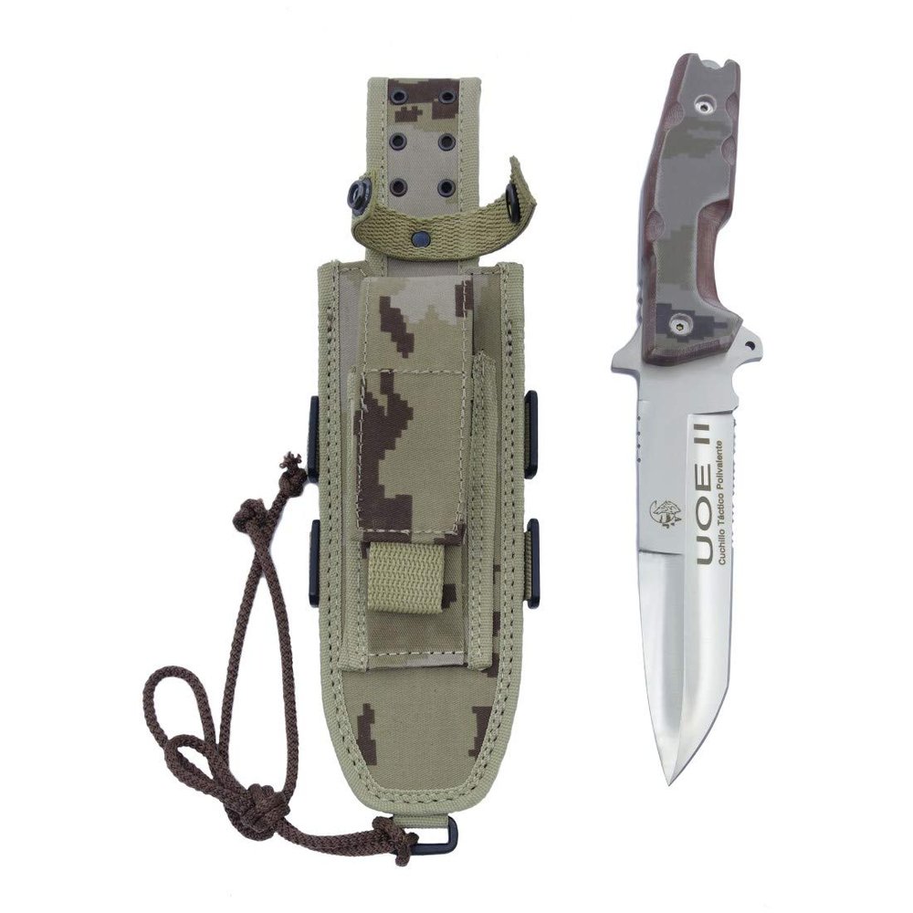 Artenostro Forester UOE Tactical Knife - 5-3/4" Blade - Green-Beige Micarta Handle - Day Forest Camo
