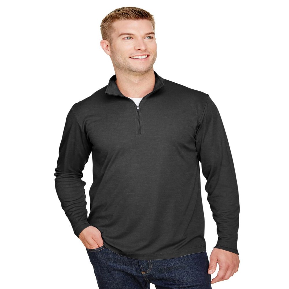 Team 365 Men's Zone Sonic Heather Performance Quarter-Zip XL BLACK HEATHER