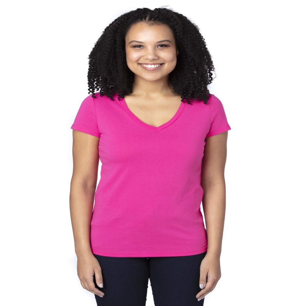 Threadfast Apparel Ladies' Ultimate V-Neck T-Shirt XL HOT PINK
