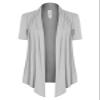 MixMatchy Women's Solid Jersey Knit Short Sleeve Open Front Draped Cardigan Heather Grey M view 1