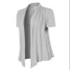 MixMatchy Women's Solid Jersey Knit Short Sleeve Open Front Draped Cardigan Heather Grey M view 2