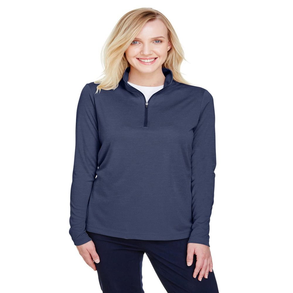 Team 365 Ladies' Zone Sonic Heather Performance Quarter-Zip 2XL SP DRK NVY HTH