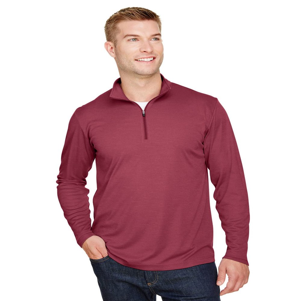 Team 365 Men's Zone Sonic Heather Performance Quarter-Zip S SP MAROON HTHR
