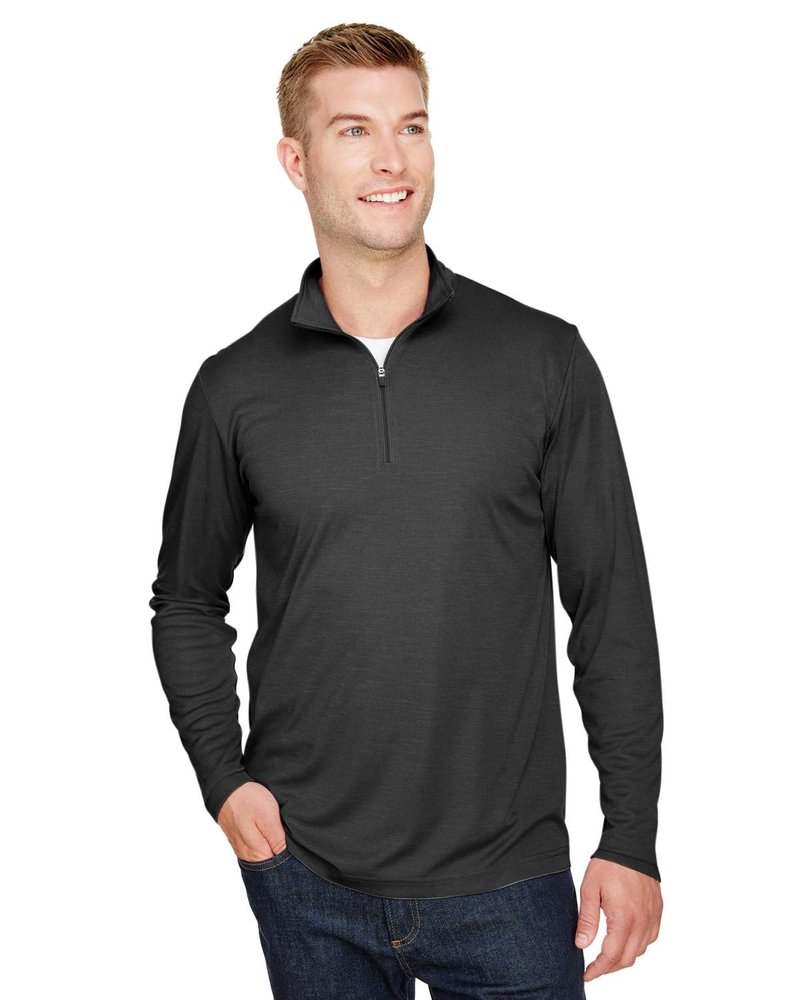Team 365 Men's Zone Sonic Heather Performance Quarter-Zip L BLACK HEATHER
