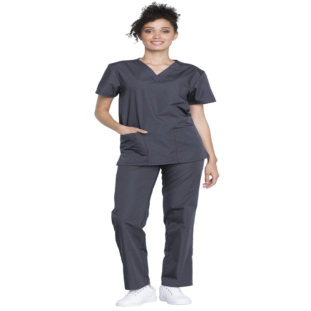 Cherokee Adult's Unisex Top and Scrub Pant Set, Pewter, X-Large