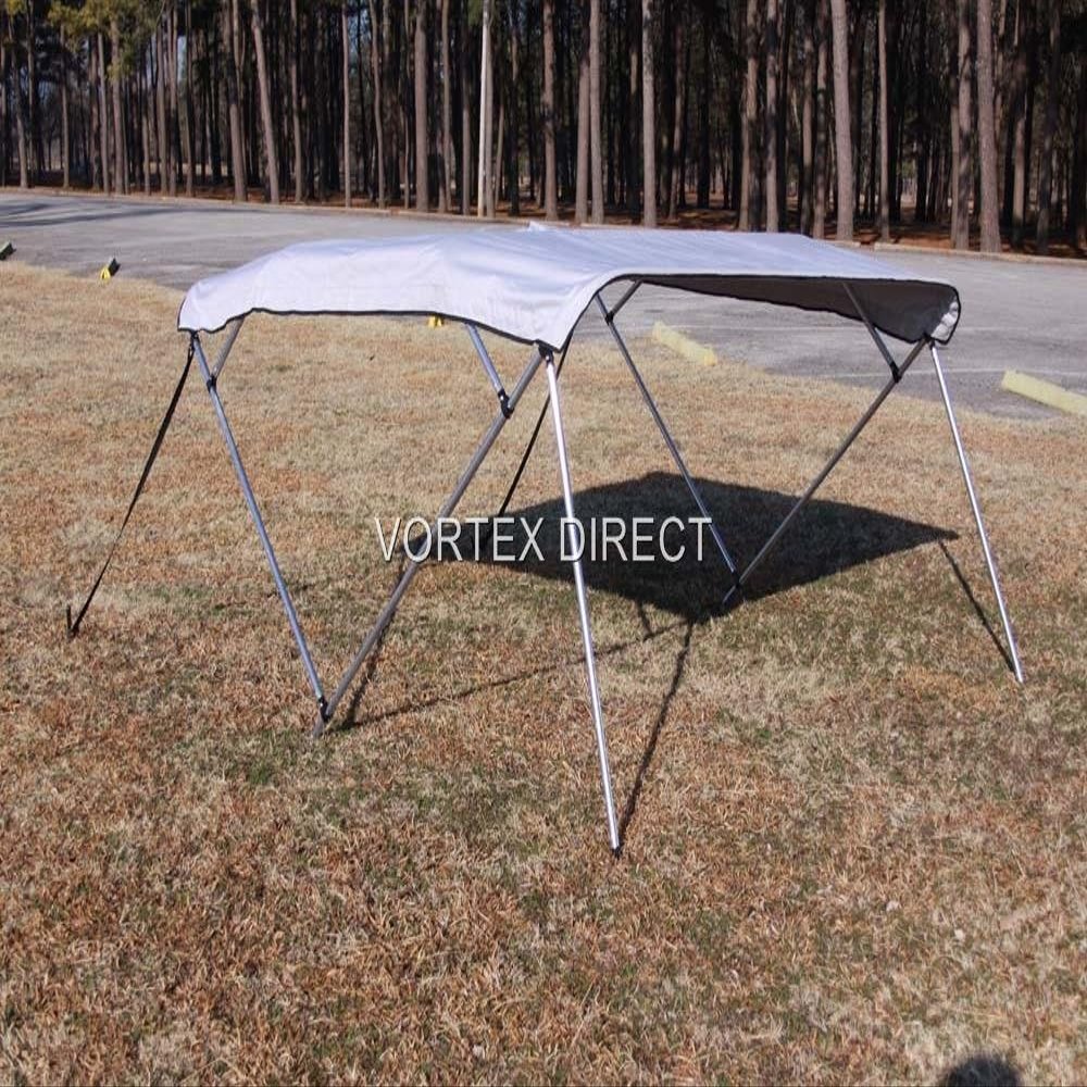 The Vortex Company Grey/Gray Pontoon/Deck Boat 4 Bow Bimini Top 10' Long, 97-103" Wide, 54" High, Complete Kit, Frame, Canopy, and Hardware