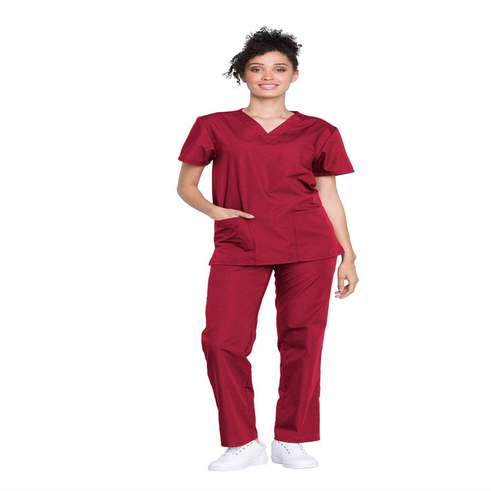 Cherokee Plus-Size Unisex Scrub Top and Scrub Pant Set Pants, Red, XXX-Large