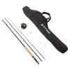3-Piece Fly Fishing Rod and Reel Combo Starter Kit - 97-Inch Collapsible Fiberglass and Cork Fishing Pole with Case and Accessories by Wakeman (Black) view 1