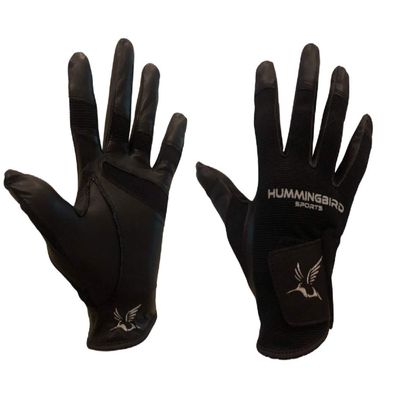 Hummingbird Sports Girls Genuine Leather Lacrosse, Field Hockey Gloves (Black, Small)