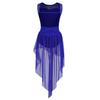 Freebily Kid Girls Floral Sequin Sleeveless Tank Leotard Modern Dance Contemporary Lyrical Dress Dancewear Costume Maxi Skirt Maxi Skirt Blue Mesh Splice 8 view 2