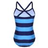 ranrann Kids Girls One-Piece Swimsuit Striped Swimwear Quick Dry Bathing Suit Beachwear Navy Blue&Sky Blue 4 view 2