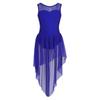 Freebily Kid Girls Floral Sequin Sleeveless Tank Leotard Modern Dance Contemporary Lyrical Dress Dancewear Costume Maxi Skirt Maxi Skirt Blue Mesh Splice 6 view 1