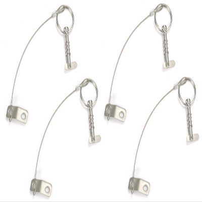Marine Part Depot Four Stainless Bimini Top Pins w/Drop Cam & Spring 1/4" x 1" Grip - Lanyard Prevents Loss
