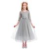 Flower Girls Dresses for Weddings, Little Big Sister Matching Dress, Wedding Bridesmaid Formal Ball Gown Children Kids Princess Dress Stunning Dress Evening Long Maxi Tulle Gowns Grey 7-8 Years view 3