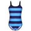ranrann Kids Girls One-Piece Swimsuit Striped Swimwear Quick Dry Bathing Suit Beachwear Navy Blue&Sky Blue 2 view 1