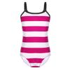 ranrann Kids Girls One-Piece Swimsuit Striped Swimwear Quick Dry Bathing Suit Beachwear Hot Pink 2 view 1