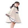 Hiheart Girls Waterproof Rain Poncho Hooded Packable Raincoat Beige M view 4