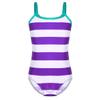 ranrann Kids Girls One-Piece Swimsuit Striped Swimwear Quick Dry Bathing Suit Beachwear Purple 4 view 1