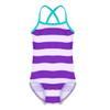 ranrann Kids Girls One-Piece Swimsuit Striped Swimwear Quick Dry Bathing Suit Beachwear Purple 4 view 4