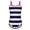 ranrann Kids Girls One-Piece Swimsuit Striped Swimwear Quick Dry Bathing Suit Beachwear Dark Navy 2 view 1