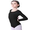 Aoylisey Girls' Team Basic Long Sleeve Leotard Gymnastics Ballet Dance Costumes for Kids(Black, S)