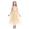 Junior Dresses for Teen Girls, Kids Girls Embroidery Princess Dress Wedding Birthday Party Long Tail Prom Gowns Formal Evening Ball Gown School Girls Performance Dresses Champagne 5-6 Years view 3