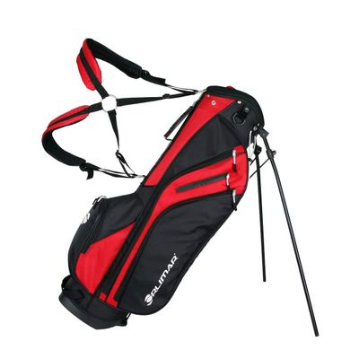 Orlimar SRX 5.6 Golf Stand Bag, Black/Red Compact Lightweight Walking Golf Club Bag for Men with 5 Way Divider Top 5 Zippered Pockets Rain Hood Cover Padded Double Carry Strap Water Bottle Sleeve