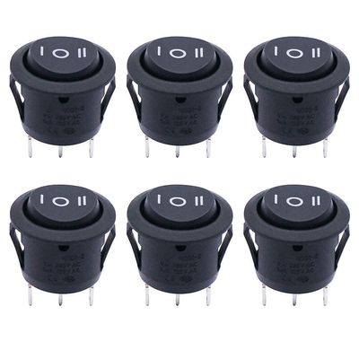 Twidec/6Pcs Rocker Switch 3 Pins 3 Position ON/Off/ON AC 6A/125V 10A/250V SPDT Car Boat Black Rocker Switch Toggle KCD1-5-103