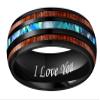 CROWNAL 8mm Rare Koa Wood and Abalone Shell Inlay Balck Tungsten Carbide Ring Men Women Wedding Band Engraved I Love You Size 7 to 17 (8mm,9.5) view 2
