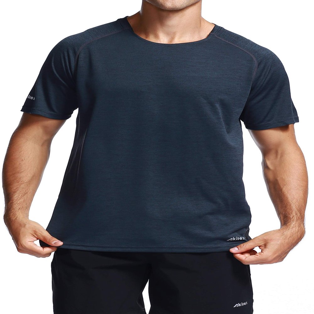 Akilex Mens Running Dry Fit T-Shirt Athletic Outdoor Short Sleeve Comfortable Sports Top