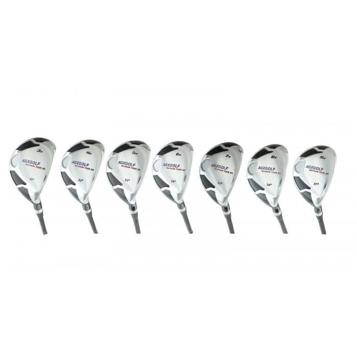 AGX Men's Tour XS Regular Flex Regular Length; Complete Hybrid Game Improvement Stainless Steel Irons Set 3,4,5,6,7,8 & 9 Graphite Edition: Right Hand