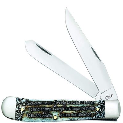 Case WR XX Pocket Knife Serenity Prayer Trapper Natural Bone Color Wash Item #38822 - (6254 SS) - Length Closed: 4 1/8 Inches