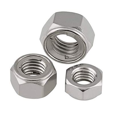 ShineBear 10Pcs M3 M4 M5 M6 M8 M10 DIN980 304 Stainless Steel Prevaillng Rorque Type Hexagon Nuts All Metal Nuts Locking Lug Lock Nuts - (Size: M6)