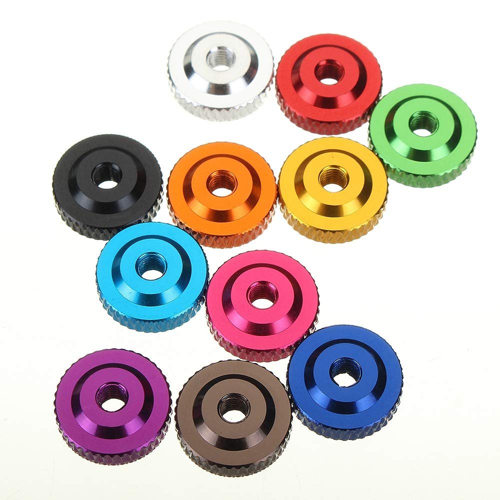 ShineBear 10Pcs M3 Knurled Thumb Nut w/Collar Screw Spacer Washer Aluminum Alloy Multicolor for FPV RC Model Toys Gold