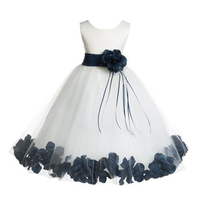 Wedding Pageant Floral Rose Petals Ivory Tulle Flower Girl Dress Toddler 007 2