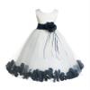 Wedding Pageant Floral Rose Petals Ivory Tulle Flower Girl Dress Toddler 007 2 view 1