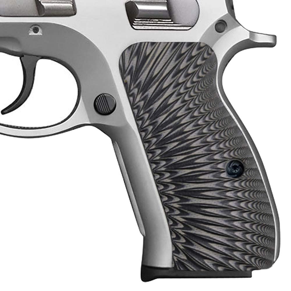 Guuun G10 CZ 75 Compact Grips Sunburst Texture fit CZ P-01, CZ 75 D PCR Compact - Gray/Black