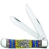 Case WR XX Pocket Knife Trapper Stained Glass Wings Natural Bone Color Wash Item #38714 - (6254 SS) - Length Closed: 4 1/8 Inches view 1