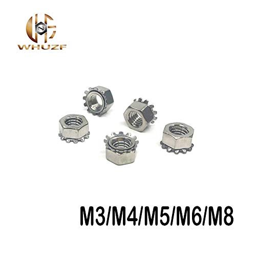 ShineBear M3 M4 M5 M6 M8 M10 Galvanized K-Type K-Lock Nut Keps Nuts Toothed Polydentate Hex Nut - (Size: M10 10PCS)