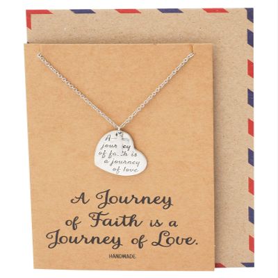 quan jewelry Cross and Heart Pendant Necklaces for Women, Engraved Religious Jewelry with Inspirational Greeting Card