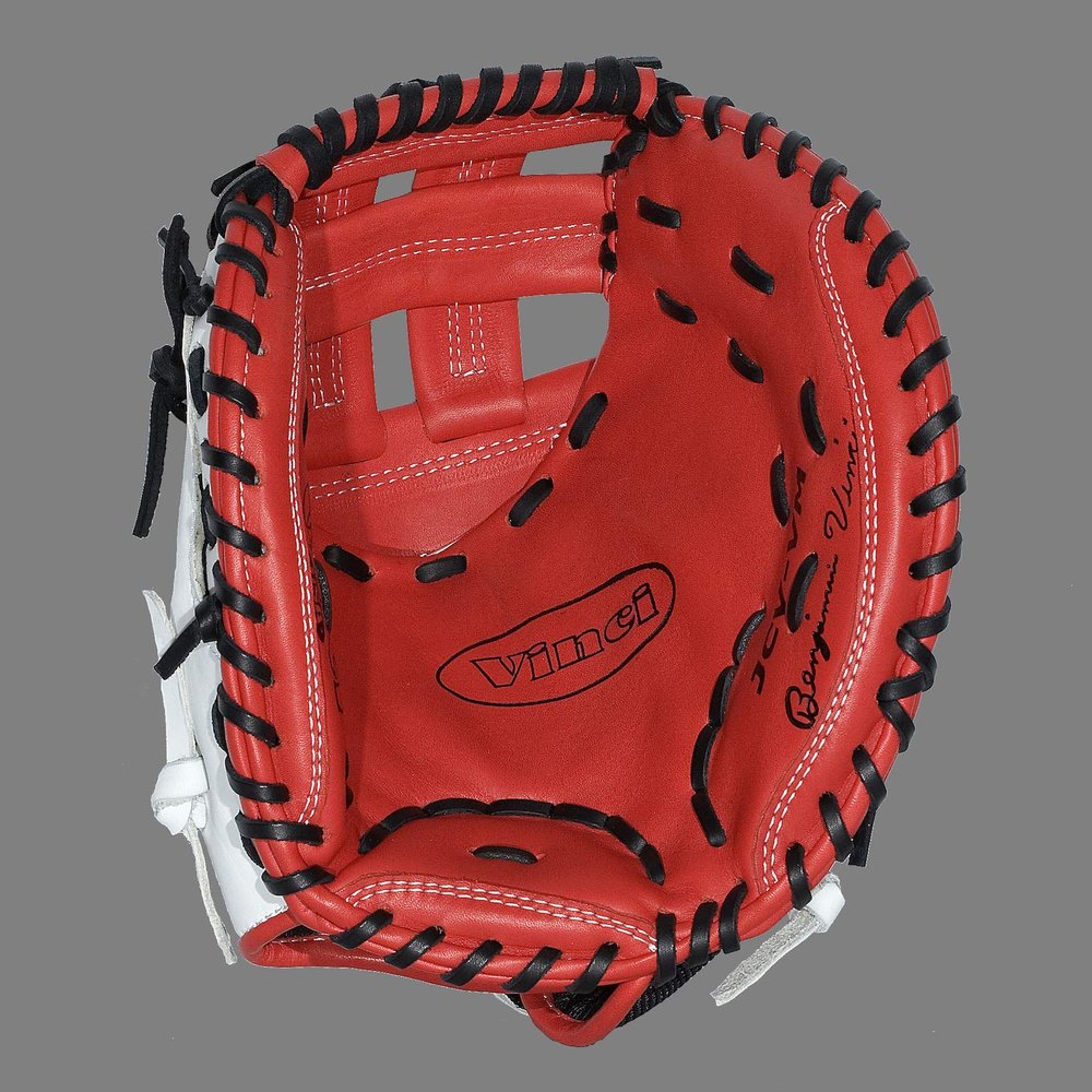 Vinci Mesh Series JCV33 Red & White with Black Mesh 33" Fastpitch Catcher's Mitt (Right Hand Throw)